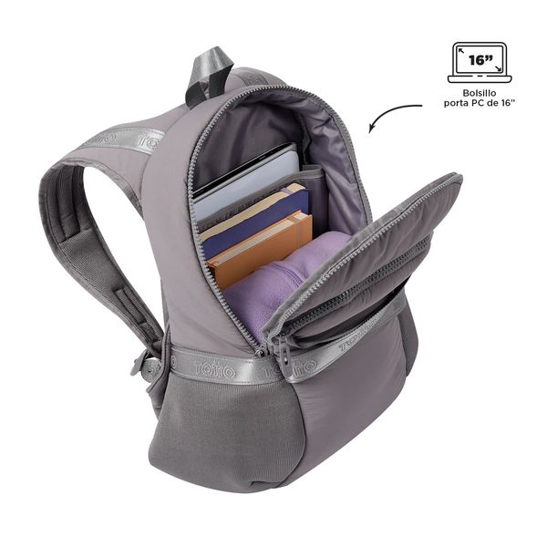 Mochila Mujer Knitty L Deportivo  Gris