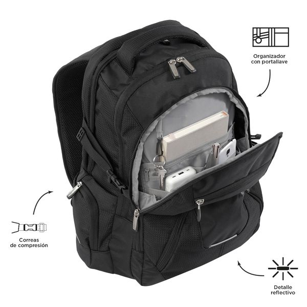 Mochila Ergonomica Extra Grande Porta Laptop 15.4 Con Correas De Compresion