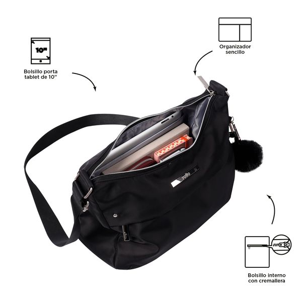 Bolsa Mujer Porta Pc 10 pulgadas  Adelaide 1 2.0 Negro