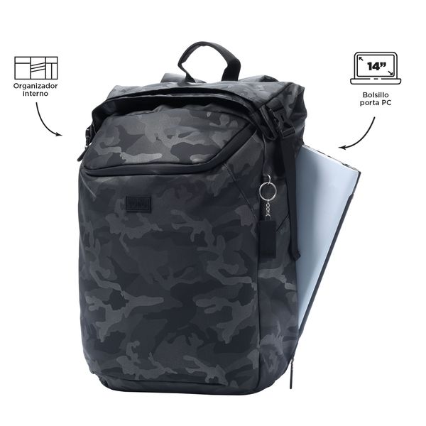 Mochila Ergonomica Grande Porta Laptop 13 Cierre Enrollable