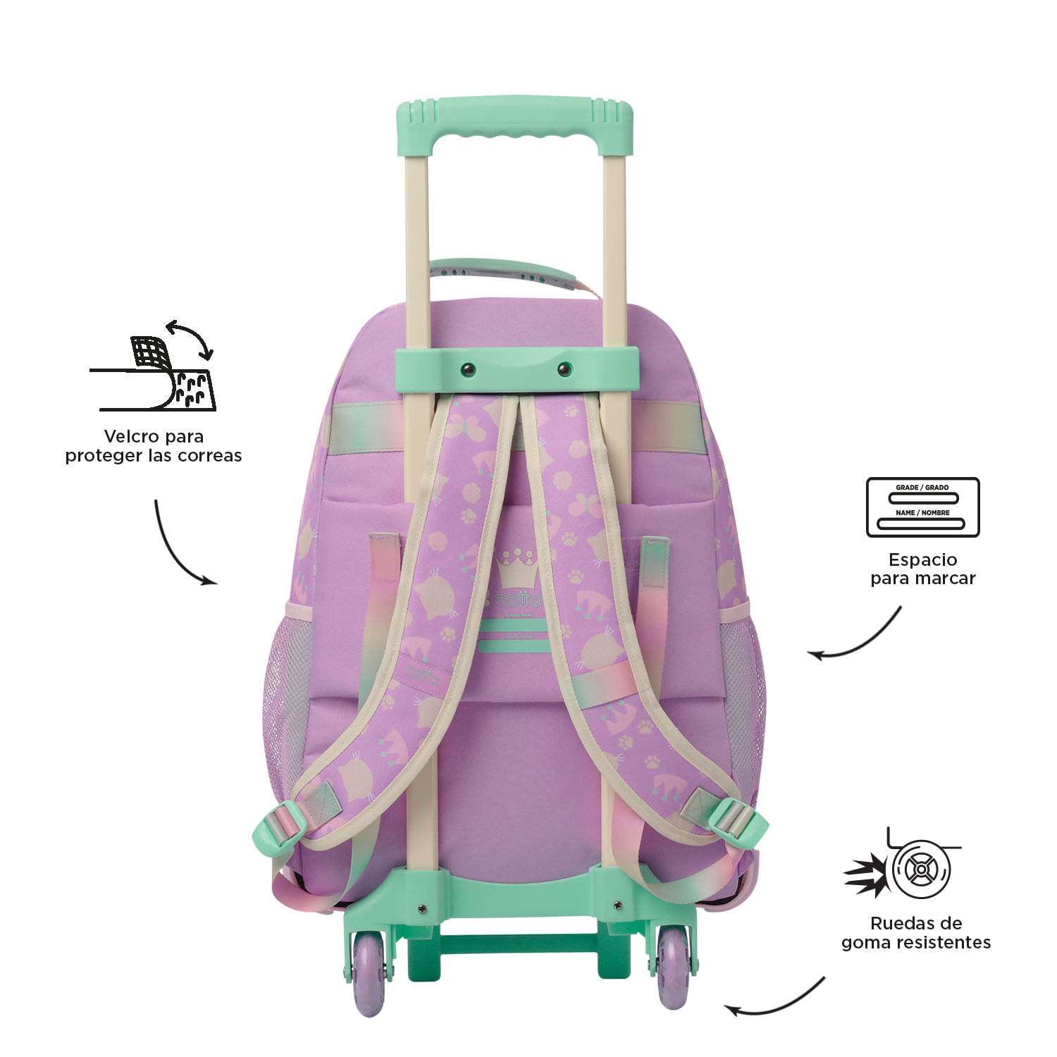 Mochila Grande Con Ruedas Reforzada 29 L Queen Cat L