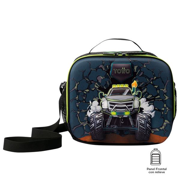 Lonchera Termica para Nino Monster Race Grande Negra