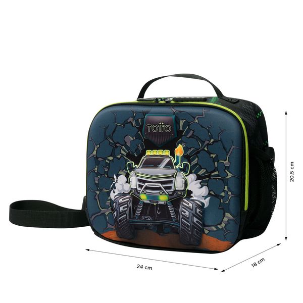 Lonchera Termica para Nino Monster Race Grande Negra