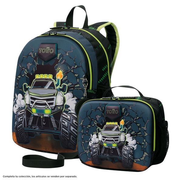 Lonchera Termica para Nino Monster Race Grande Negra