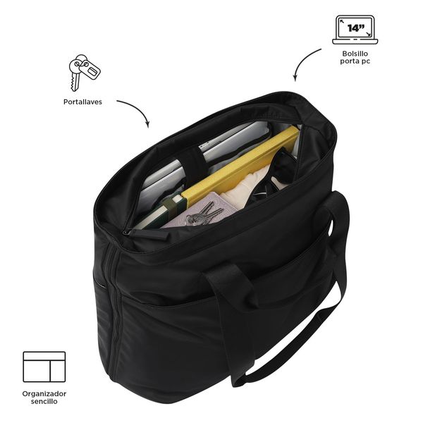 Shopping Bag para Mujer Cresa Porta PC 14 pulgadas Negro