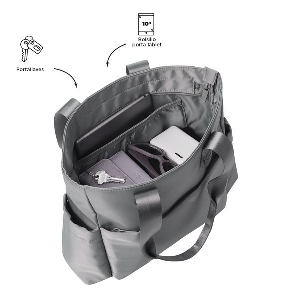 Shopping Bag para Mujer Sue Porta Tablet 10 pulgadas Gris