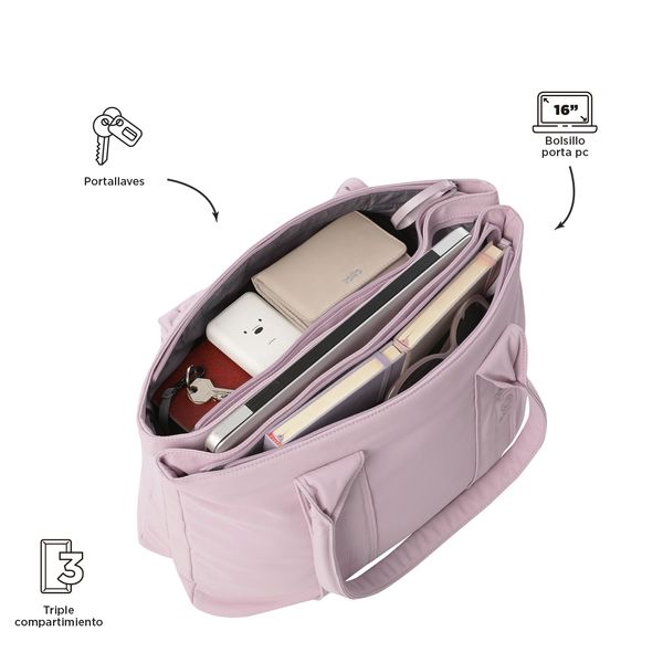 Shopping Bag para Mujer Sicilia Porta PC 16 pulgadas Rosado