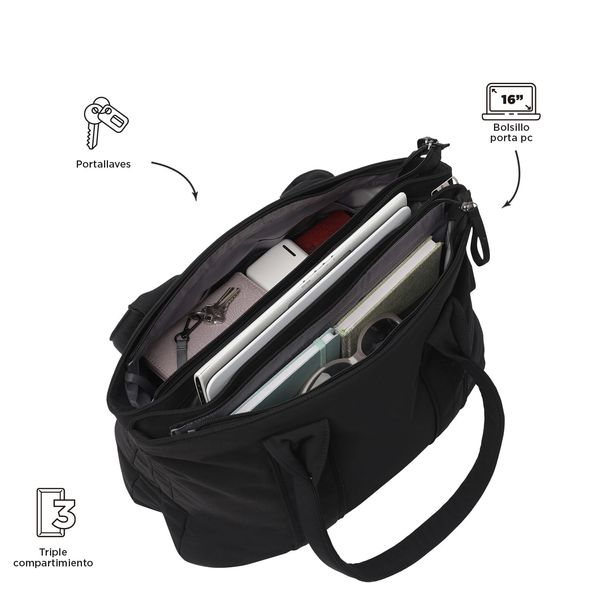 Shopping Bag para Mujer Sicilia Porta PC 16 pulgadas Negro