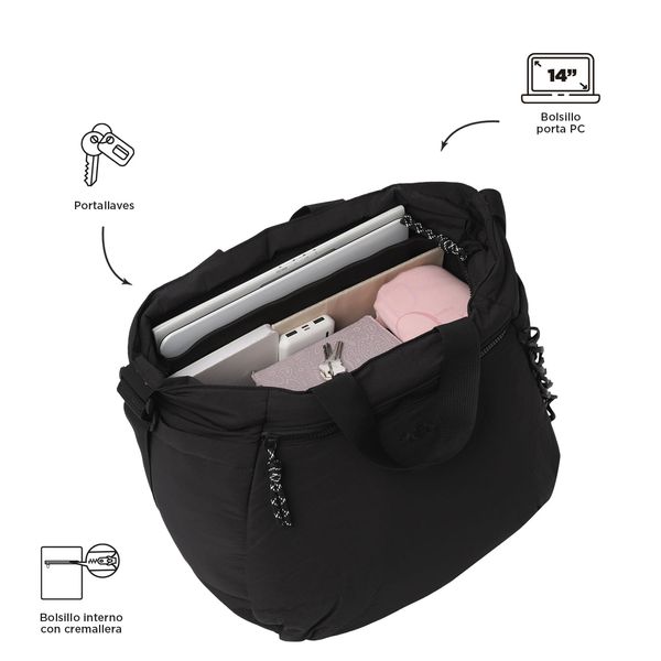 Shopping Bag para Mujer Escandinavia Porta PC 14 pulgadas Negro