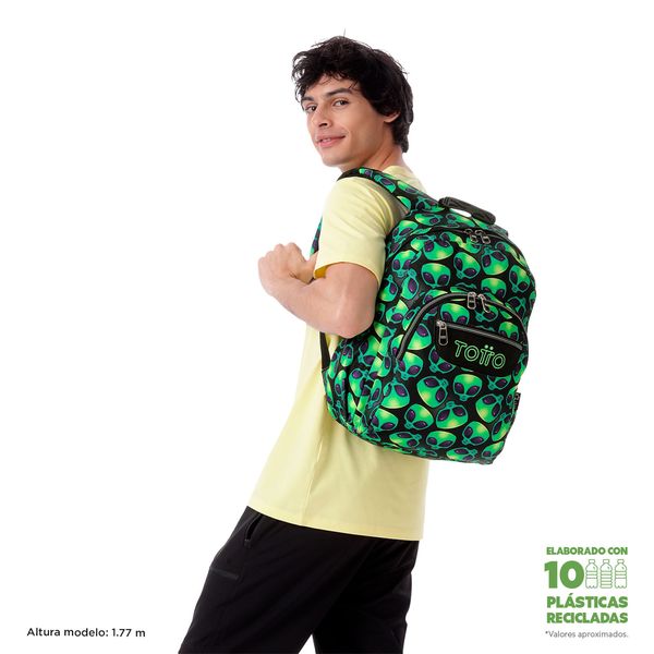 Mochila Juvenil Porta PC 14 pulgadas Acuarela Verde