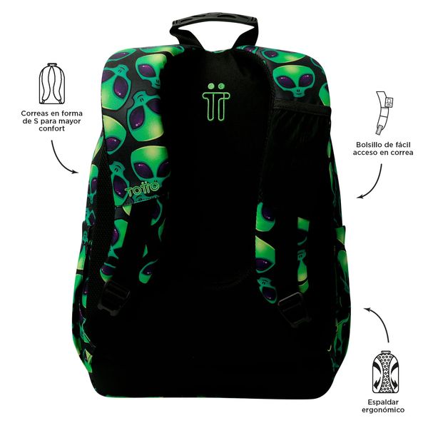 Mochila Juvenil Porta PC 14 pulgadas Acuarela Verde