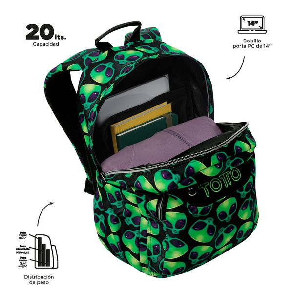 Mochila Juvenil Porta PC 14 pulgadas Acuarela Verde