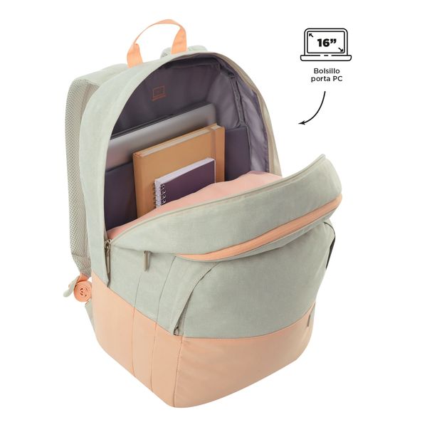 Mochila Universitario Porta PC 16 pulgadas Toluca 2.0 Beige/Durazno