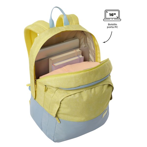 Mochila Universitario Porta PC 16 pulgadas Toluca 2.0 Amarillo/Azul Mujer