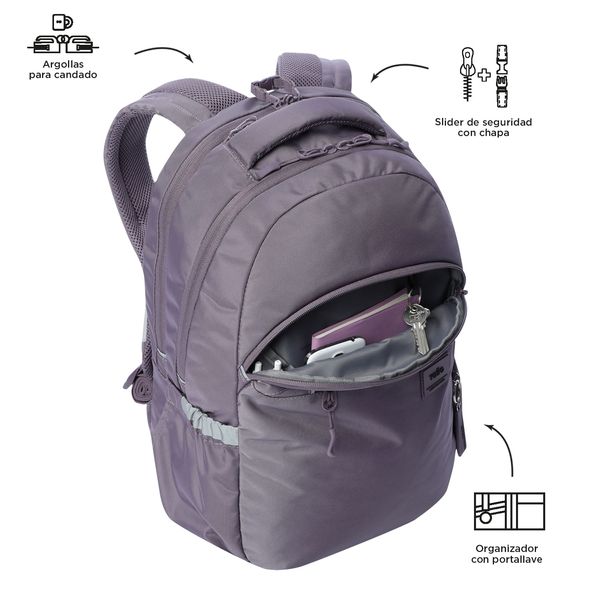 Mochila Universitario Porta PC 15.4 pulgadas Indo Morado Mujer