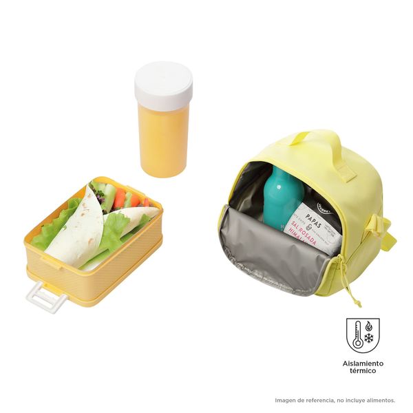 Combo Juvenil X 3 + Lonchera + Lapicera Yuno Mochila 14 pulgadas Amarillo Mujer