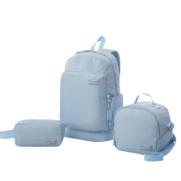 Combo Juvenil X 3 + Lonchera + Lapicera Yuno Mochila 14 pulgadas Azul Mujer