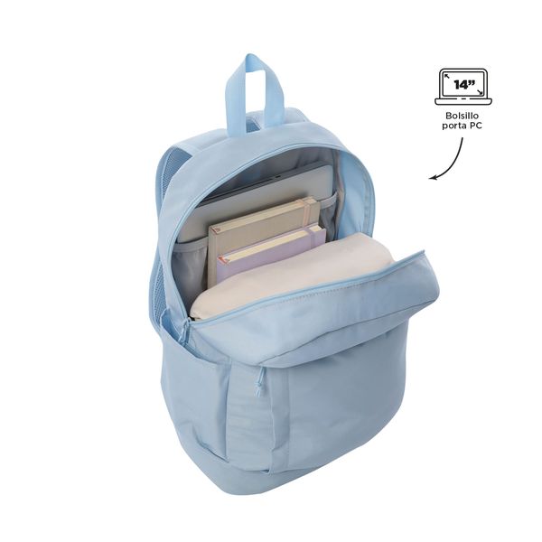 Combo Juvenil X 3 + Lonchera + Lapicera Yuno Mochila 14 pulgadas Azul Mujer