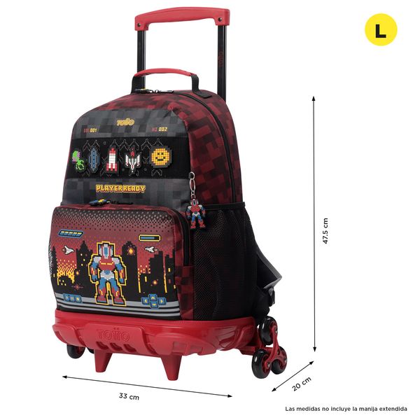 Mochila con 3 ruedas Nino 3 Digibot Grande Rojo