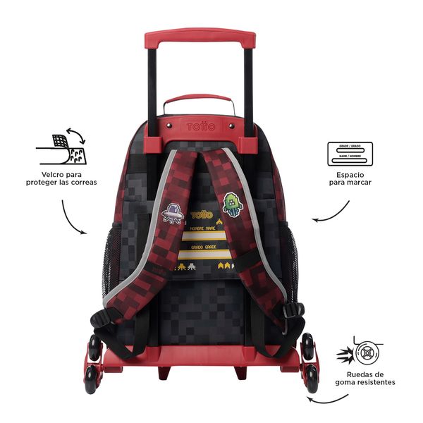 Mochila con 3 ruedas Nino 3 Digibot Grande Rojo