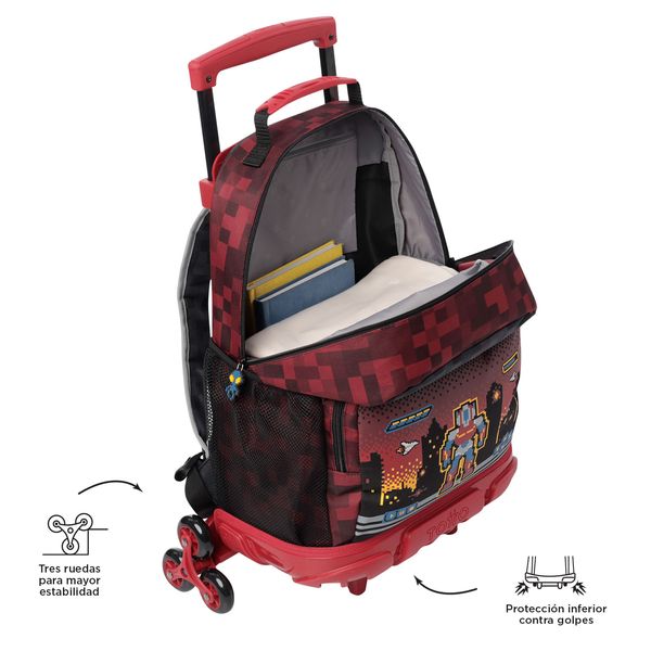 Mochila con 3 ruedas Nino 3 Digibot Grande Rojo
