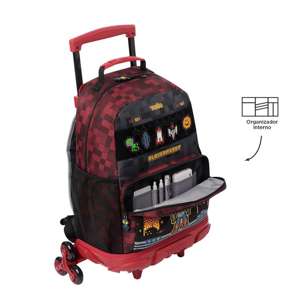 Mochila con 3 ruedas Nino 3 Digibot Grande Rojo