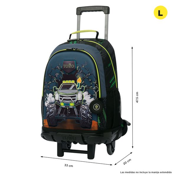 Mochila con ruedas Nino Monster Race Grande Negro