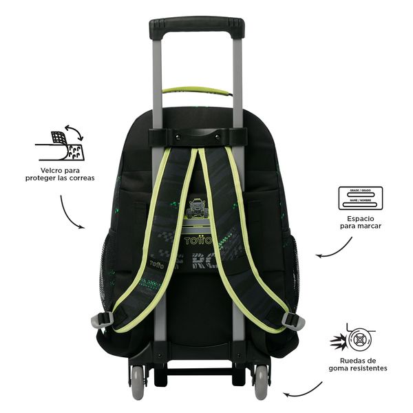 Mochila con ruedas Nino Monster Race Grande Negro