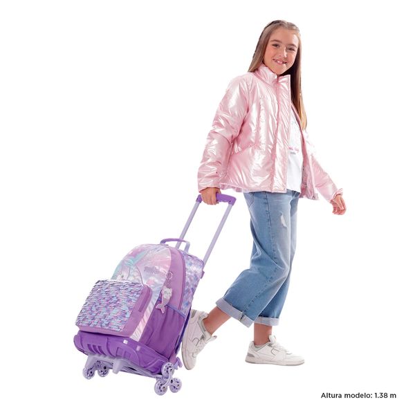 Mochila con 3 ruedas Nina 3 Sireny Grande Morado