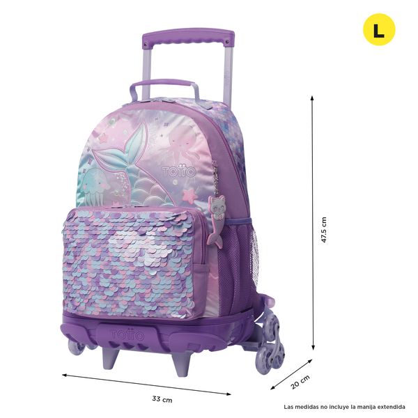 Mochila con 3 ruedas Nina 3 Sireny Grande Morado