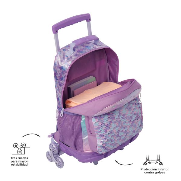 Mochila con 3 ruedas Nina 3 Sireny Grande Morado