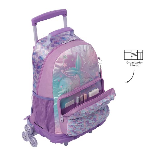 Mochila con 3 ruedas Nina 3 Sireny Grande Morado