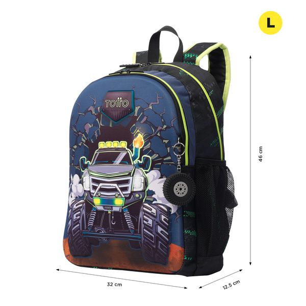 Mochila para Nino Monster Race Grande Negro