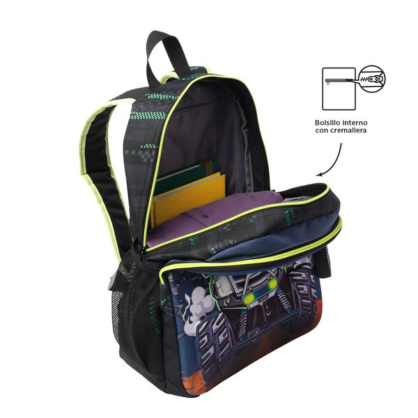 Mochila para Nino Monster Race Grande Negro