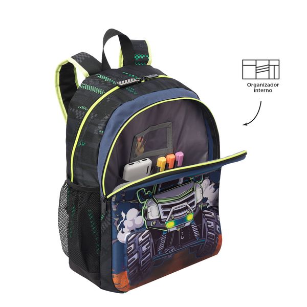 Mochila para Nino Monster Race Grande Negro